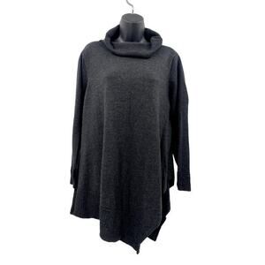 Eileen Fisher Gray Merino Wool Cowl‎ Neck Asymmetrical Hem Sweater